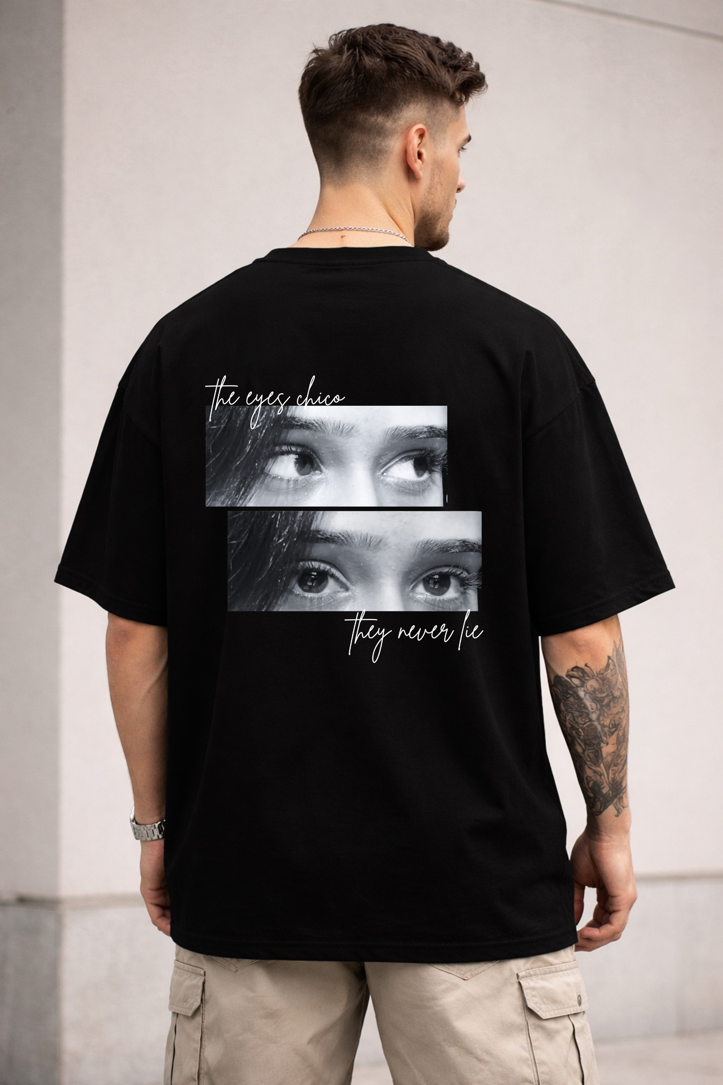The Eyes Chico, They Never Lie Custom Eye Photo Oversized T-shirt - Back Print Only (For Girlfriend/Boyfriend)