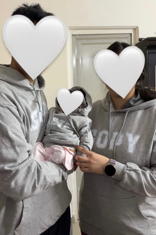 Pack of 3: COPY PASTE Matching Family Hoodies for Photoshoot (Mom, Dad, Newborn Baby)