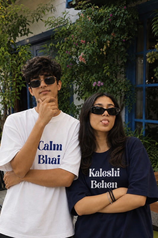 Pack of 2: Kaleshi Behen & Calm Bhai Oversized T-shirts