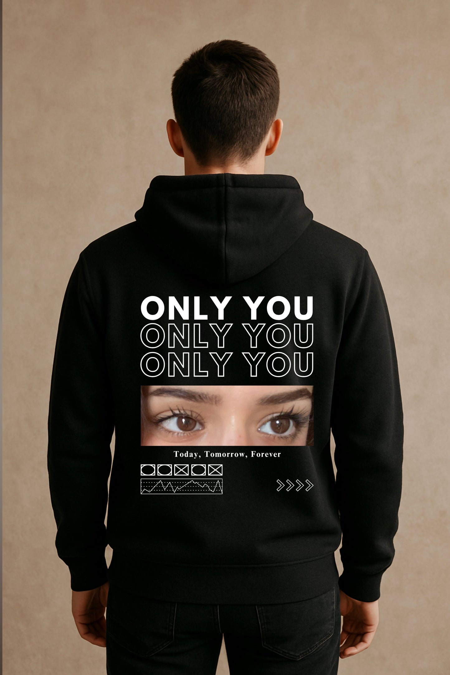 Only You Custom Eye Photo Hoodie - Back Print Only (For Girlfriend/Boyfriend)