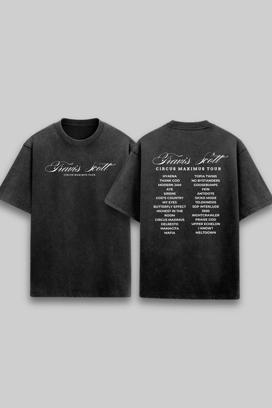Travis Scott Circus Maximus Acid Wash Unisex Oversized Tshirt