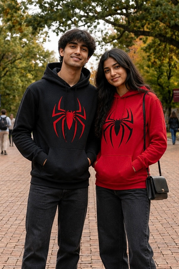 Pack of 2 : Spider Couple Hoodies (Front Printed)