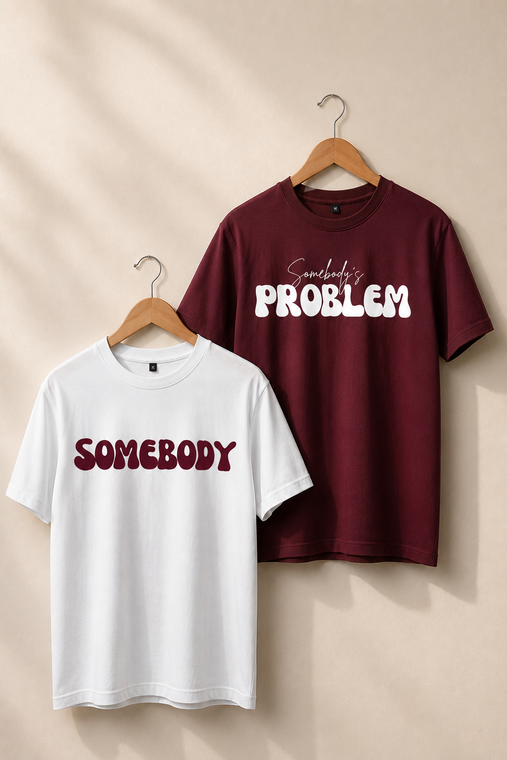 2 Pack : Somebody Somebody’s Problem Oversized T-shirts with Custom Sleeves Print