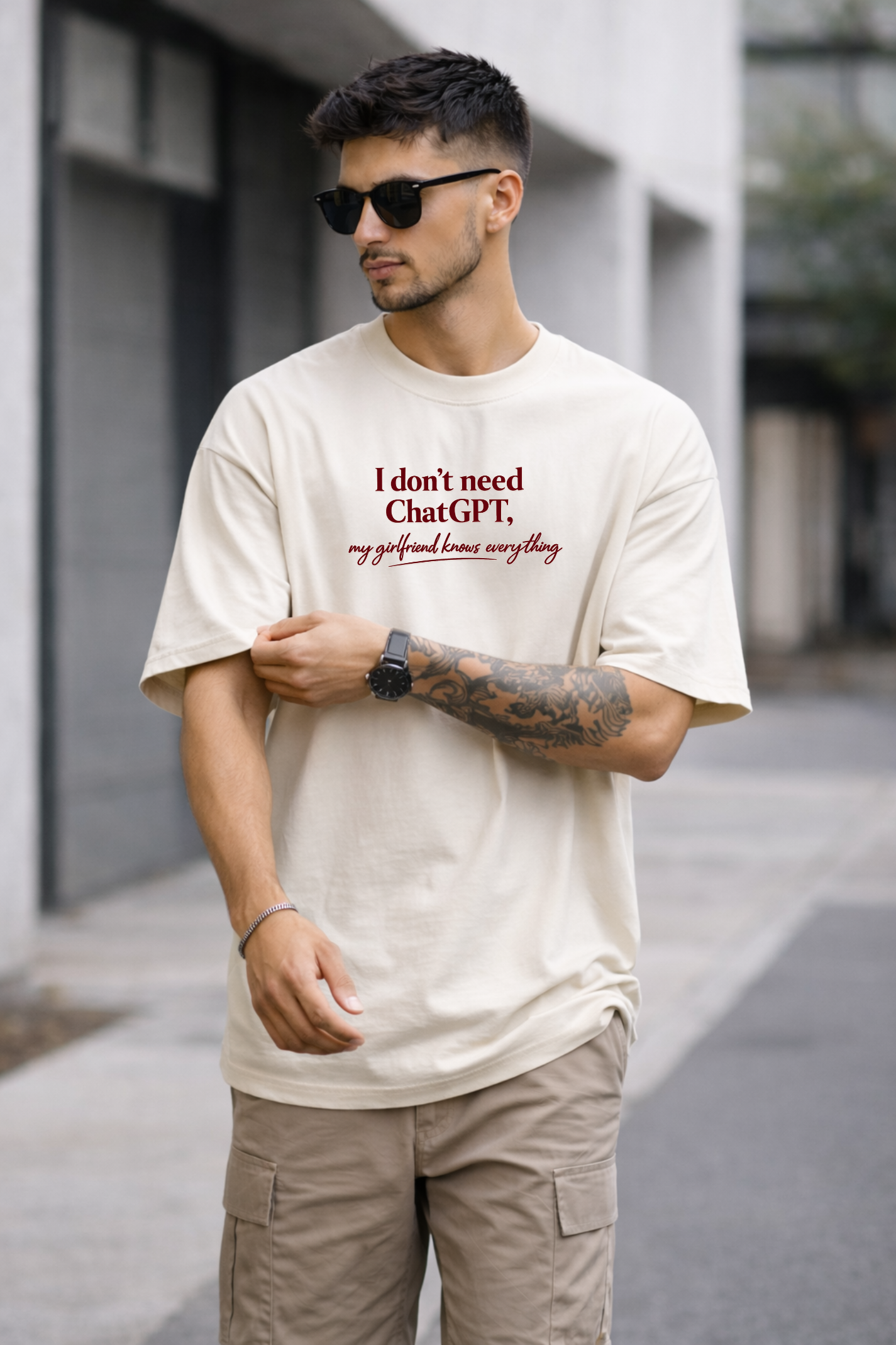 I Don’t Need ChatGPT, My Girlfriend Knows Everything Premium Oversized T-Shirt