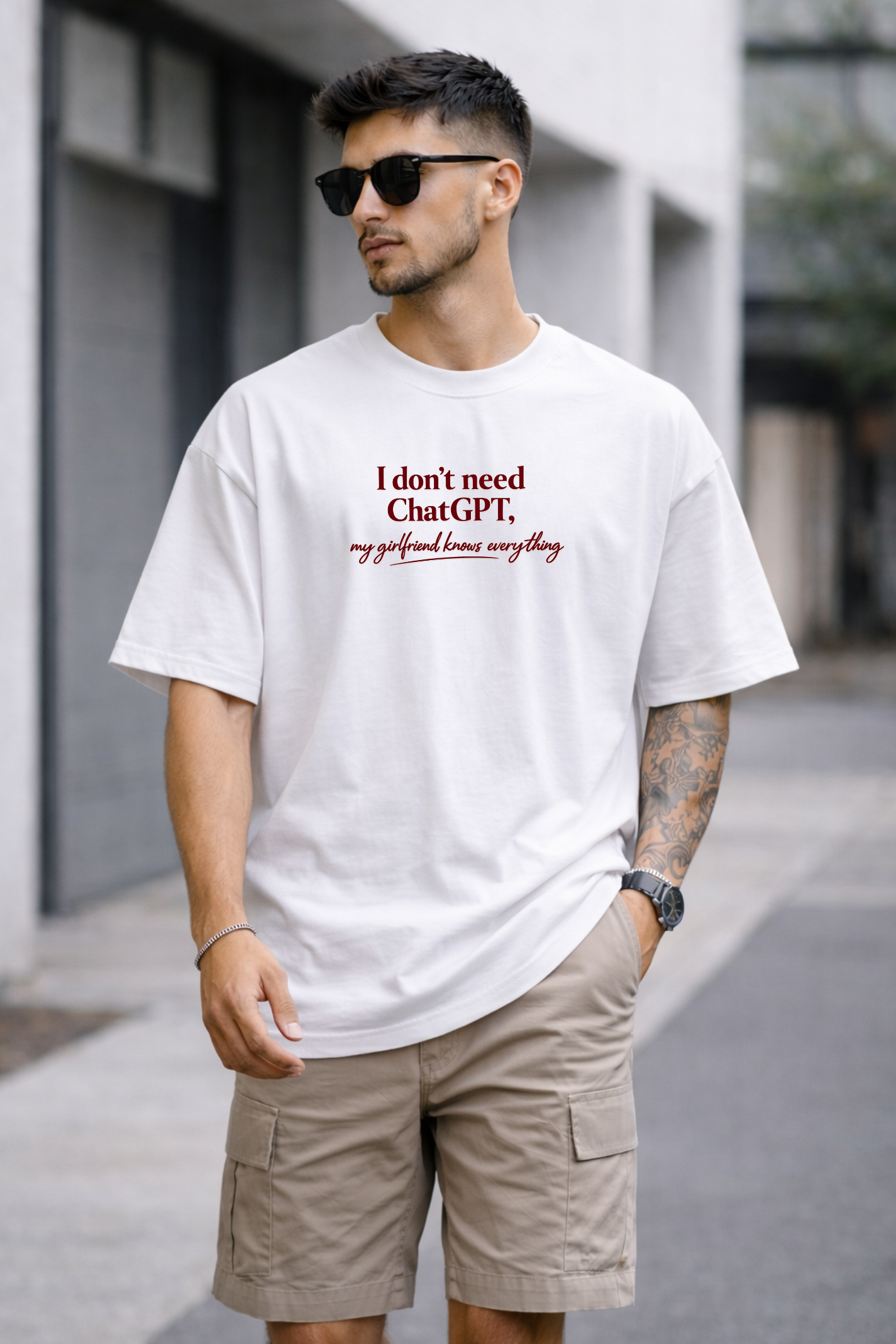 I Don’t Need ChatGPT, My Girlfriend Knows Everything Premium Oversized T-Shirt