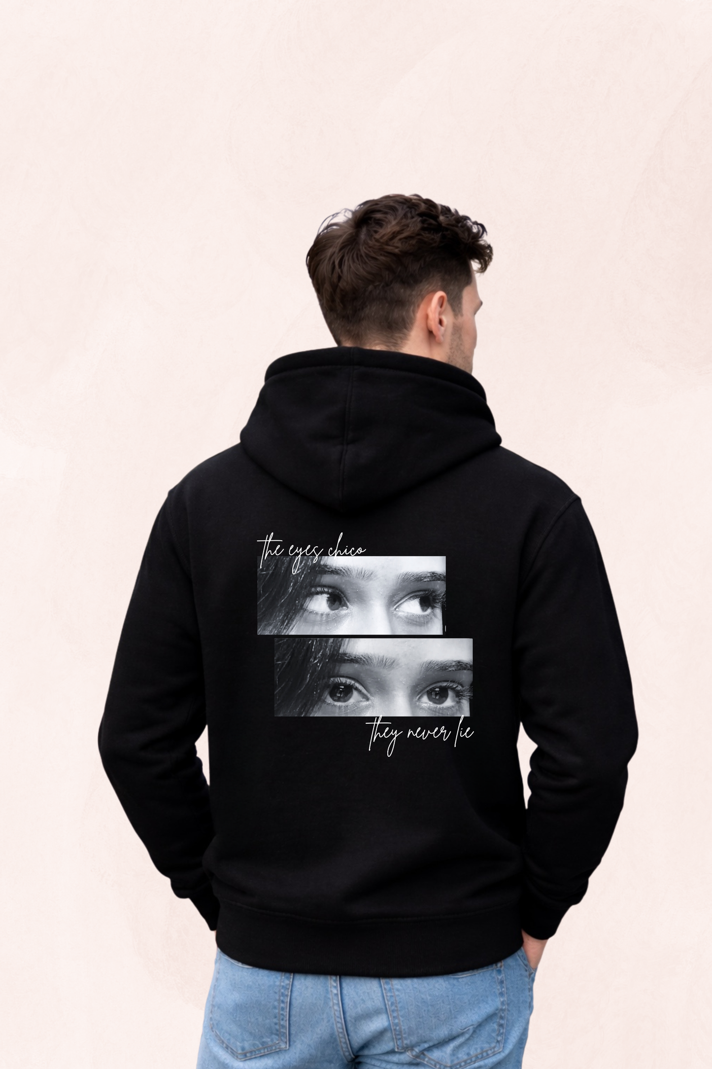 The Eyes Chico, They Never Lie Custom Eye Photo Premium Hoodie - Back Print Only (For Girlfriend/Boyfriend) - 350 GSM