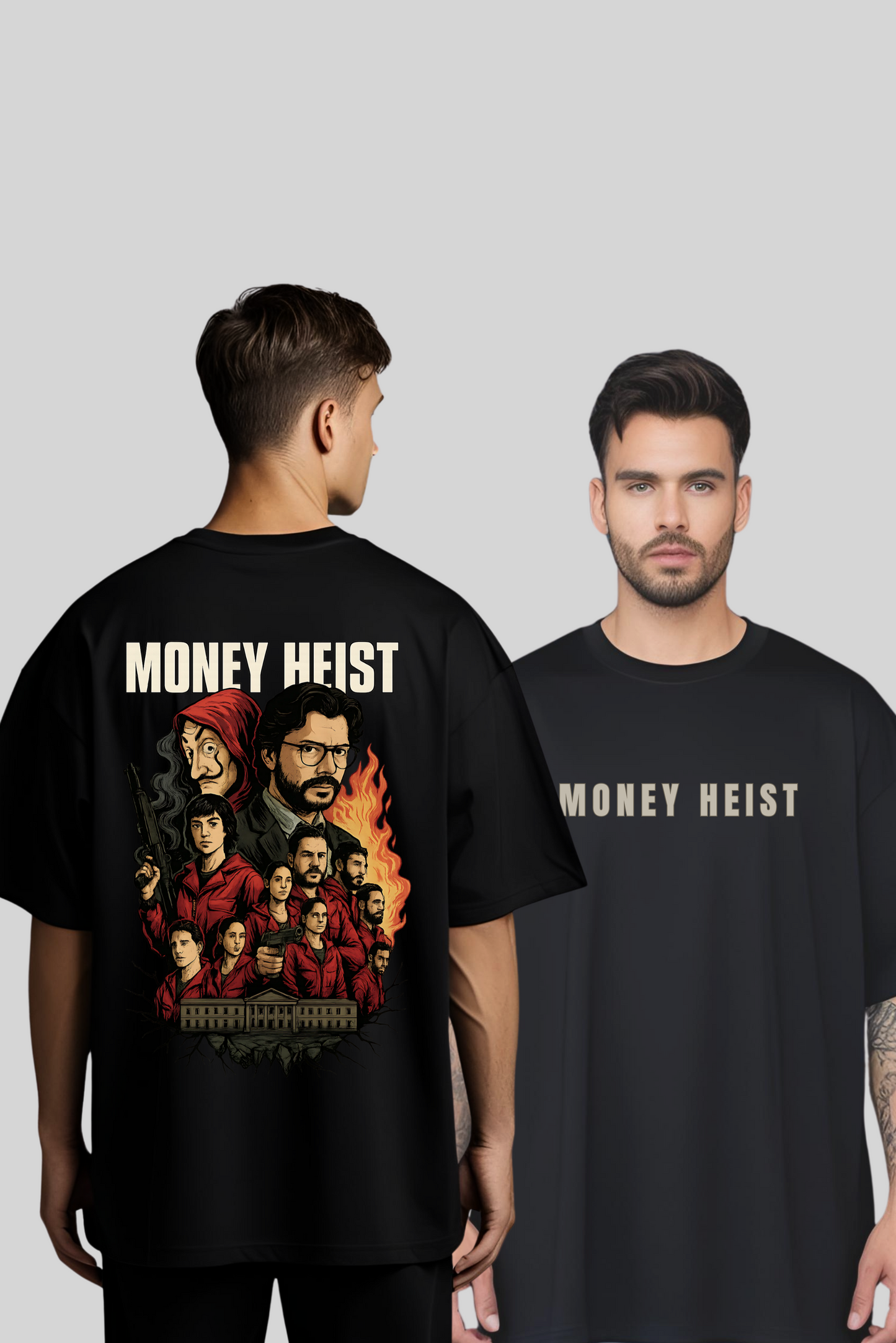 Money Heist Inspired Both Side Printed Unisex Oversized T-shirt