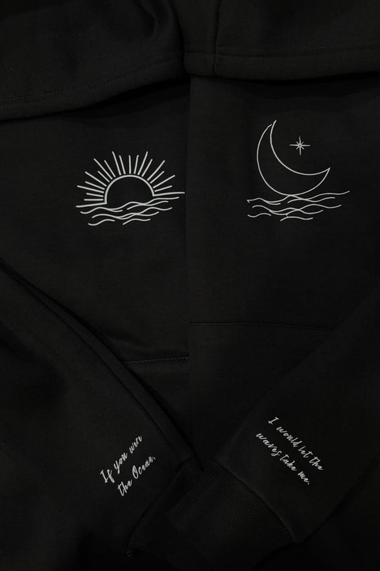 2 Pack: Sun & Moon Couple Matching Hoodies with sleeves printed (350 GSM)