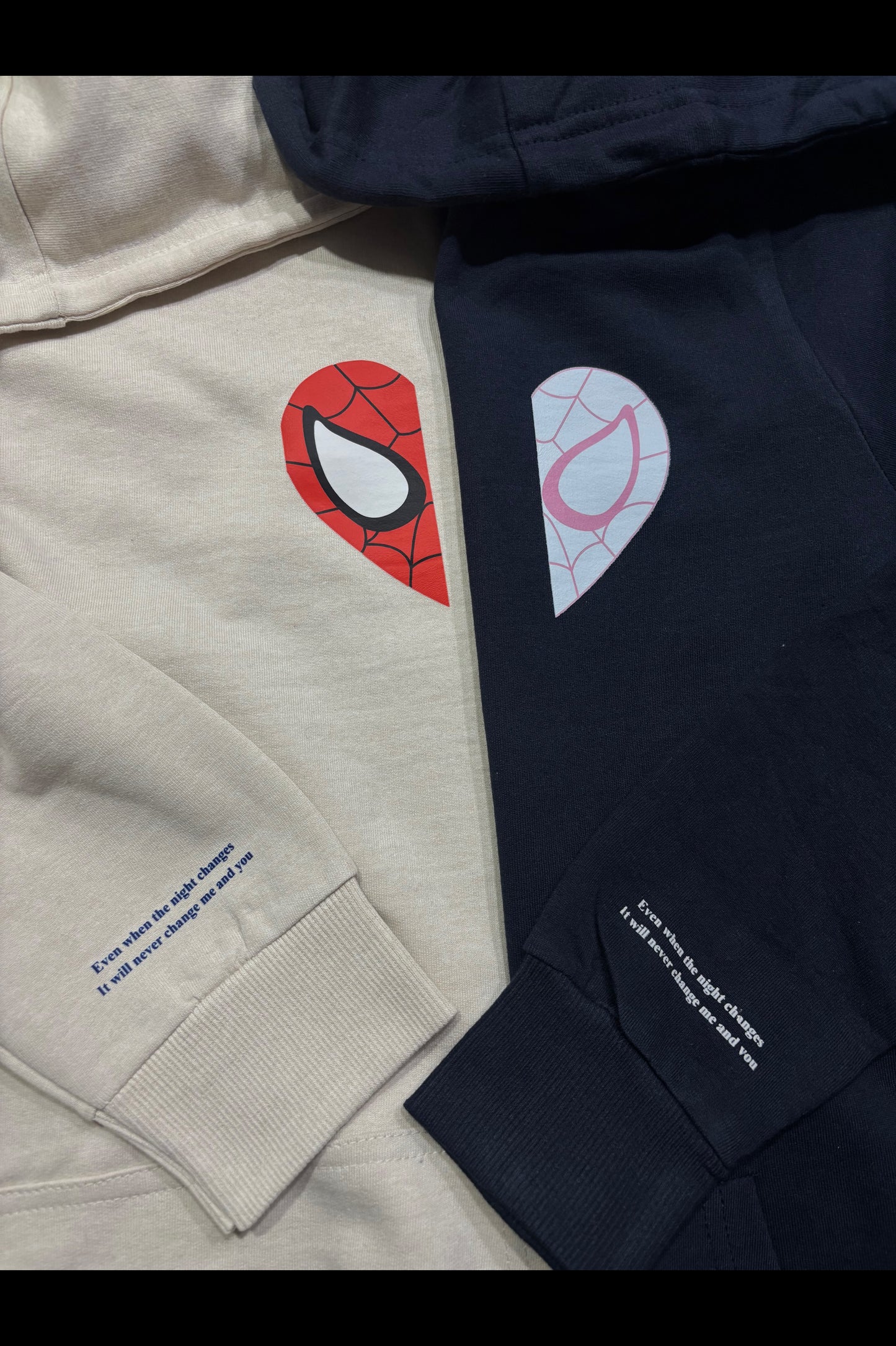 2 Pack: Spider Half Heart Couple Matching Hoodies