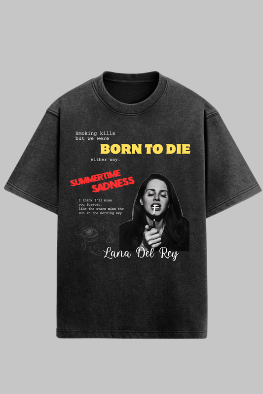 Lana Del Rey (Born To Die) Unisex Acid Washed Oversized Tee