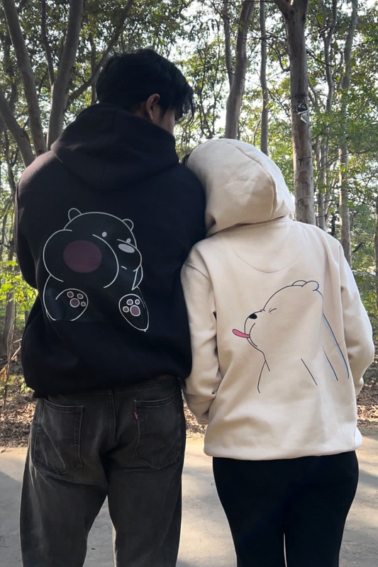 Pack of 2: Teasing Panda (We Three Bare Bears) Matching Hoodies (Back-Side Printed) (350 GSM)