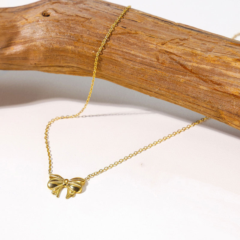 Gold Anti-Tarnish Bow Pendant