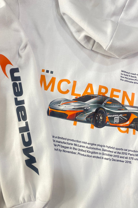 McLaren P1 GTR White Oversized Hooded Sweatshirt