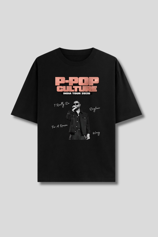 Karan Aujla's P-POP Culture India Tour Unisex Oversized T-Shirt (Front Side Printed)