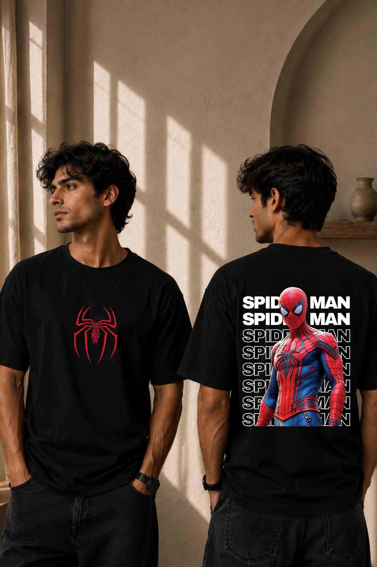 Spider Man Both Side Printed Oversized T-shirt