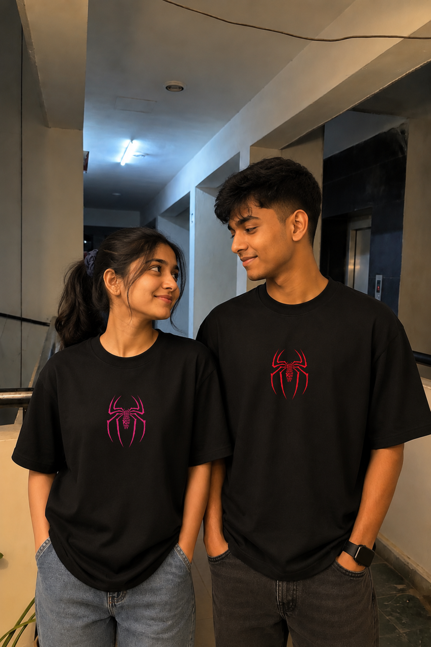 Pack of 2: SpiderMan & SpiderGwen Oversized T-shirts (Couple)