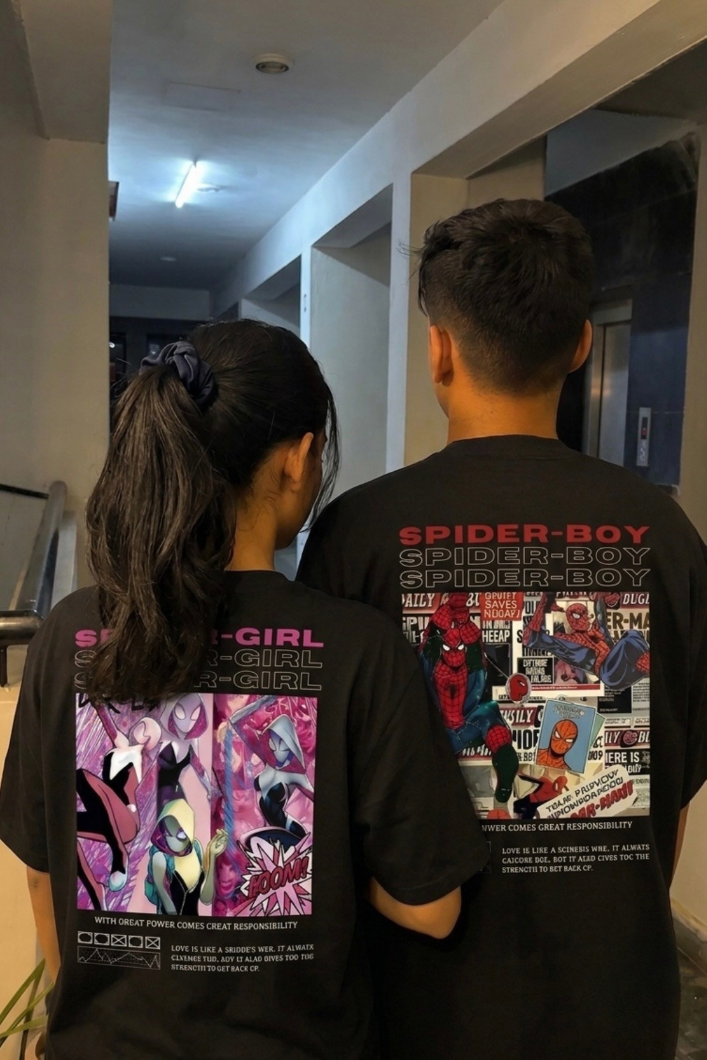 Pack of 2: SpiderMan & SpiderGwen Oversized T-shirts (Couple)